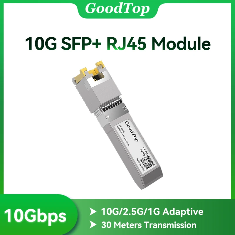 GoodTop 10Gb SFP+ Module Transceiver Copper SFP Modules Optical Port Turn to RJ45 Ethernet Port Gigabit 10000M Transceiver
