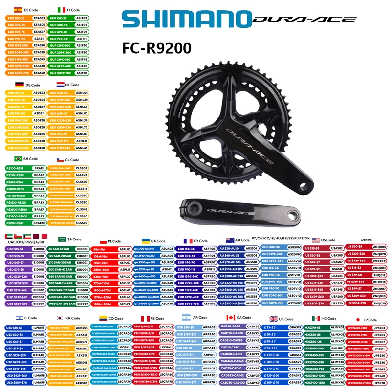 

Shimano DURA-ACE FC-R9200 2x12s Crankset HOLLOWTECH II Chainwheel 167.5mm/170mm/172.5mm/175mm 50-34T/52-36T For Road Bicycle