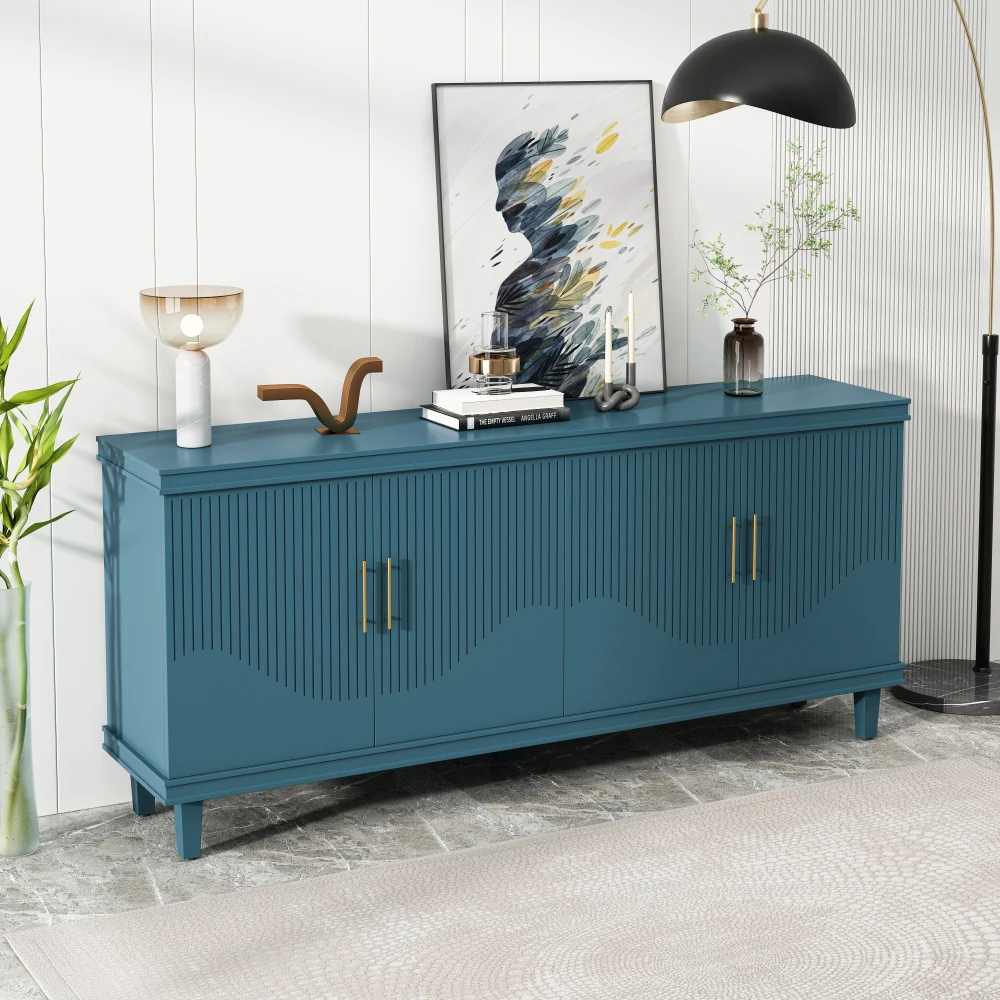 

70.07"Large Size 4 Door Cabinet, Suitable For Living Room, Kitchen, Bedroom, Corridor (Blue)
