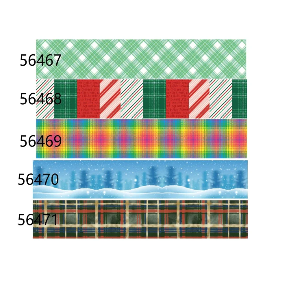 Ombre Plaid Checked Grosgrain Ribbon Printed 25mm 1inch for Christmas Decorations Hairbows Diy Handmade