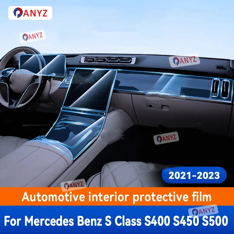 

For Mercedes-Benz Classe S 2021-2023 W223 Car Interior Center Console Transparent TPU Protective Film Anti-scratch Repair Film