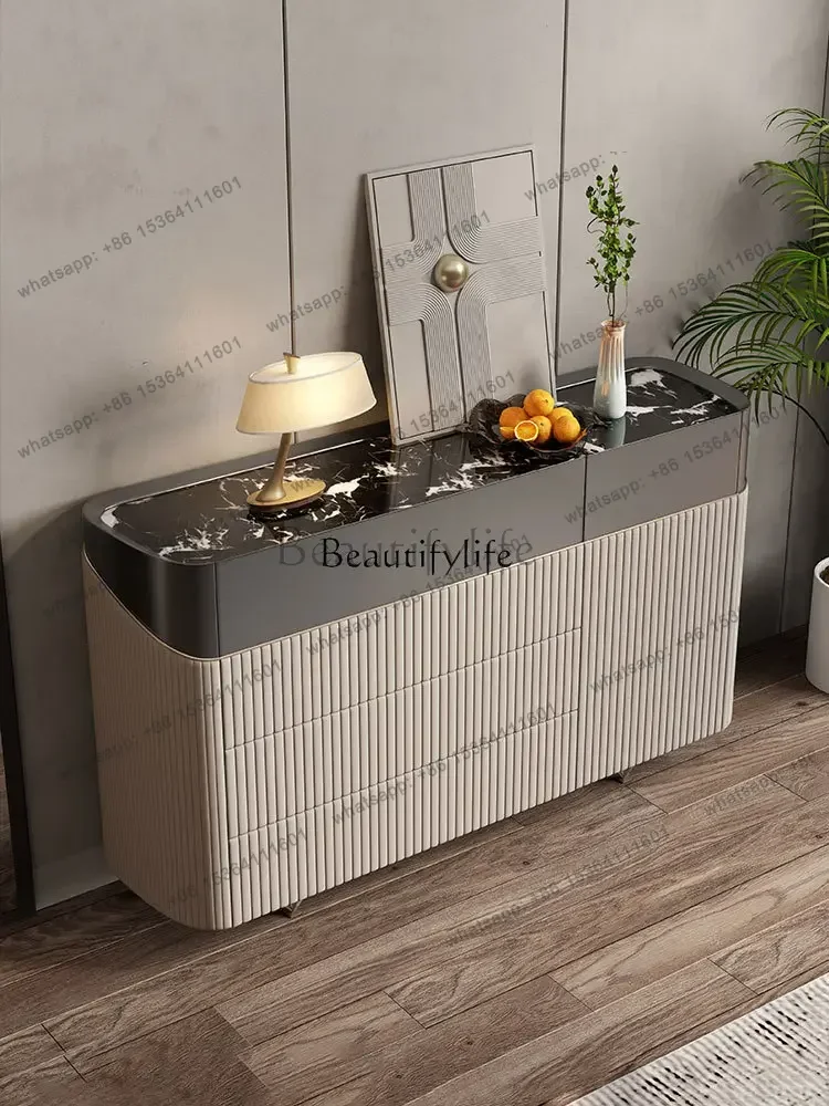 Customization -Italian minimalist rock slab storage cabinet light luxury high-end porch storage cabinet