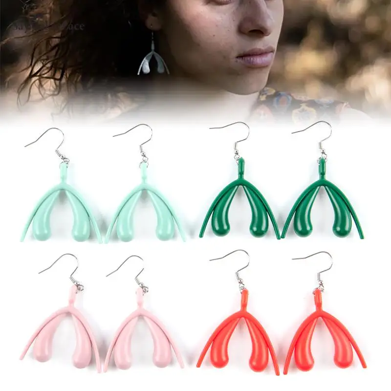 1 Pair 4 Colorful New Fashion Clitoris Model Pendants Earrings For Women Minimalist Drop Personality Earrings Jewelry Gift