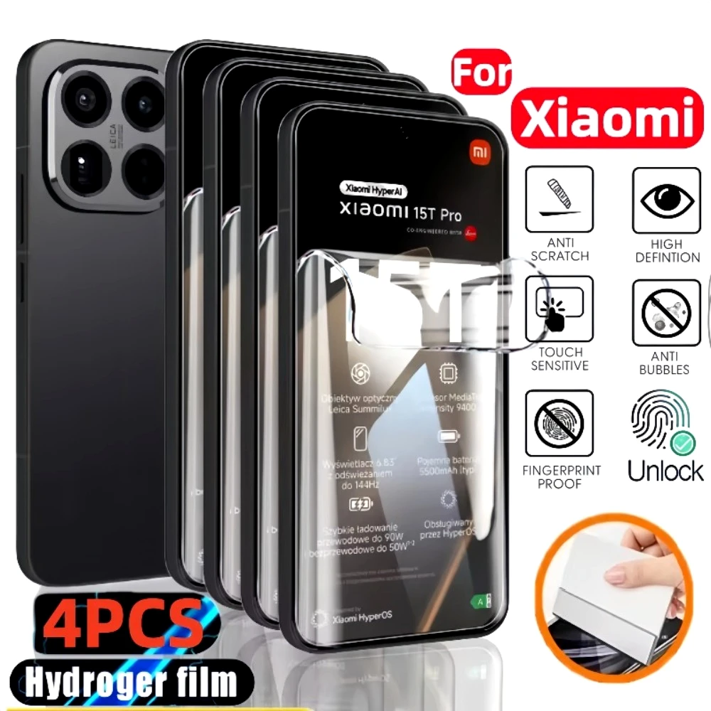 4 Stück Ultra HD Vollflächiger Hydrogel-Film für Xiaomi 17 15 14 Ultra 17 15 14 Pro 15T 14T 13T 12T Pro Kratzfeste Displayschutzfolien