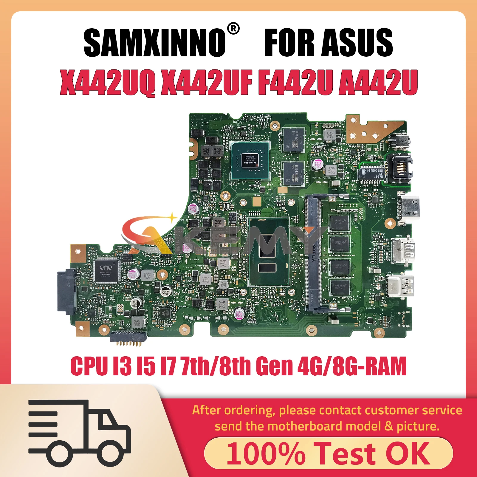 X442UQ Mainboard For ASUS X442UF F442U A442U X442U A480U R419U X442UN X442UQR X442URR X442UR X442UF CPU I3 I5 I7 7th 8th 4G 8G