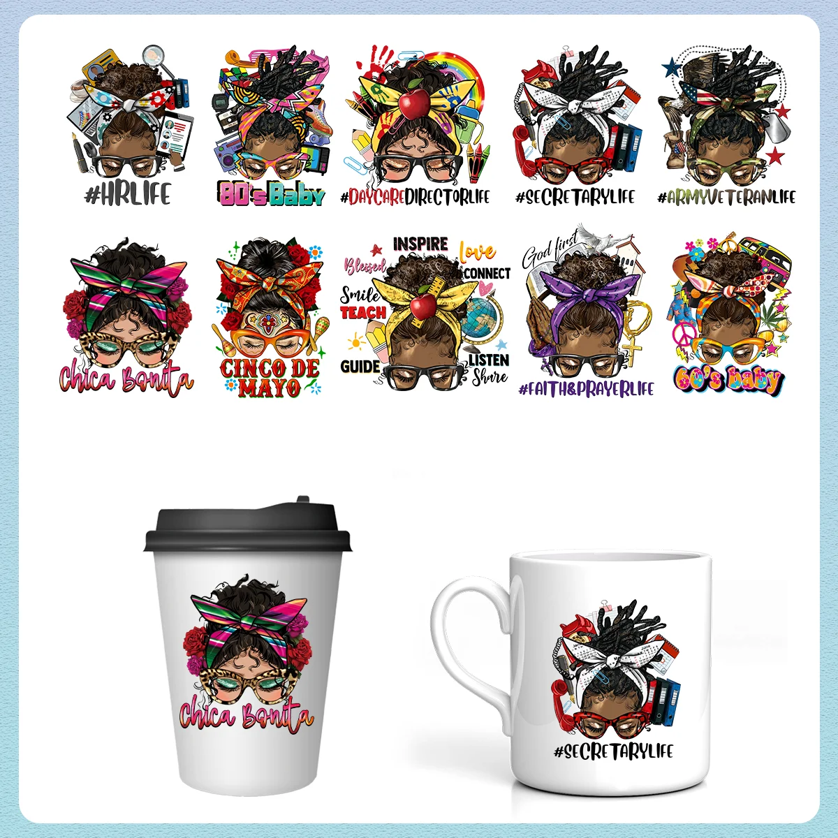 

UV DTF Cup Wraps Decals Printing Self-adhesive Stickers DIY WrapTransfer Sticker Fashion Women Decals DIY Crafts-High Quality