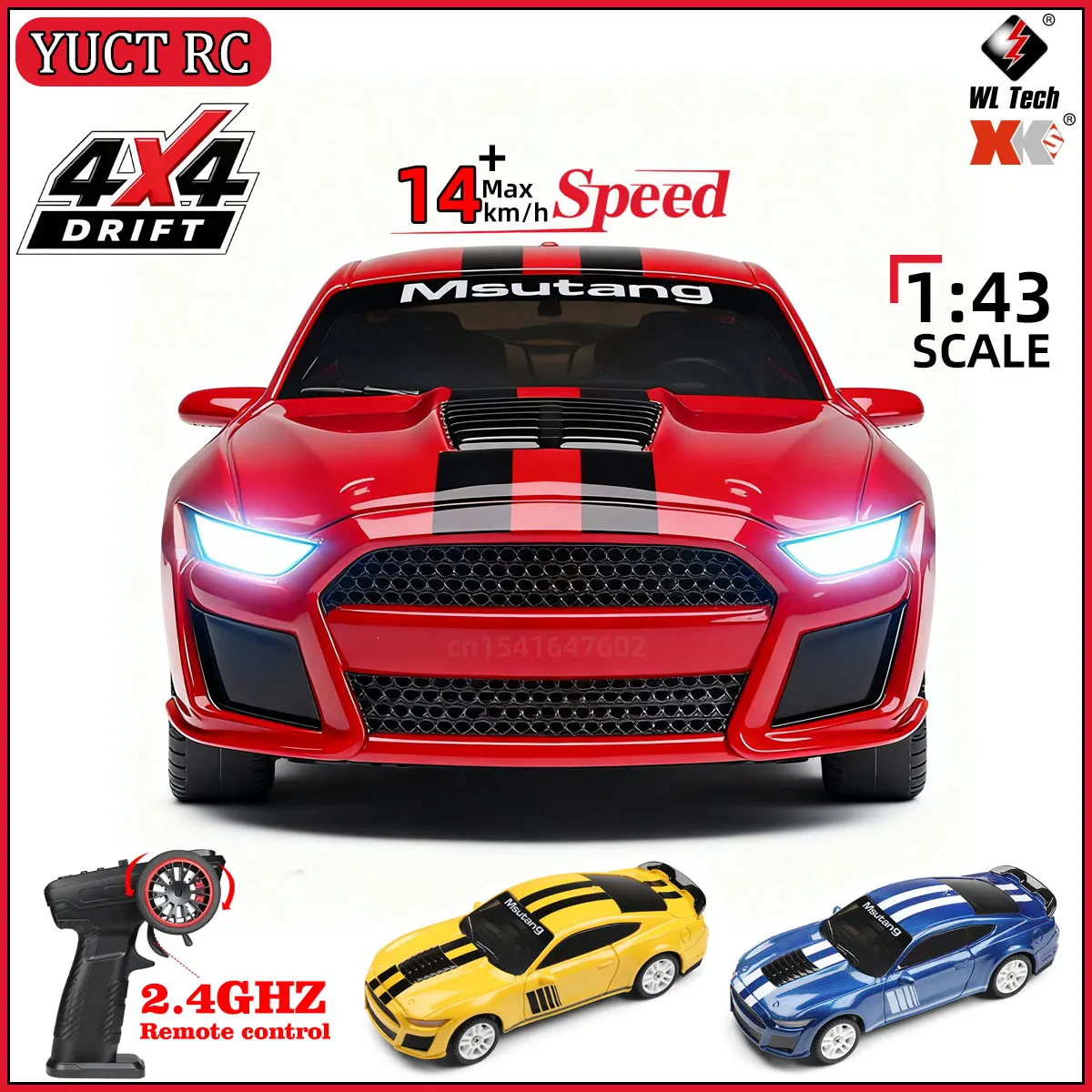 

Wltoys K4308 1/43 RC Car 4WD Mini Drift Car 14KM/H Racing/Drifting Tire With Auxiliary Gyroscope 40M Electric Remote Control