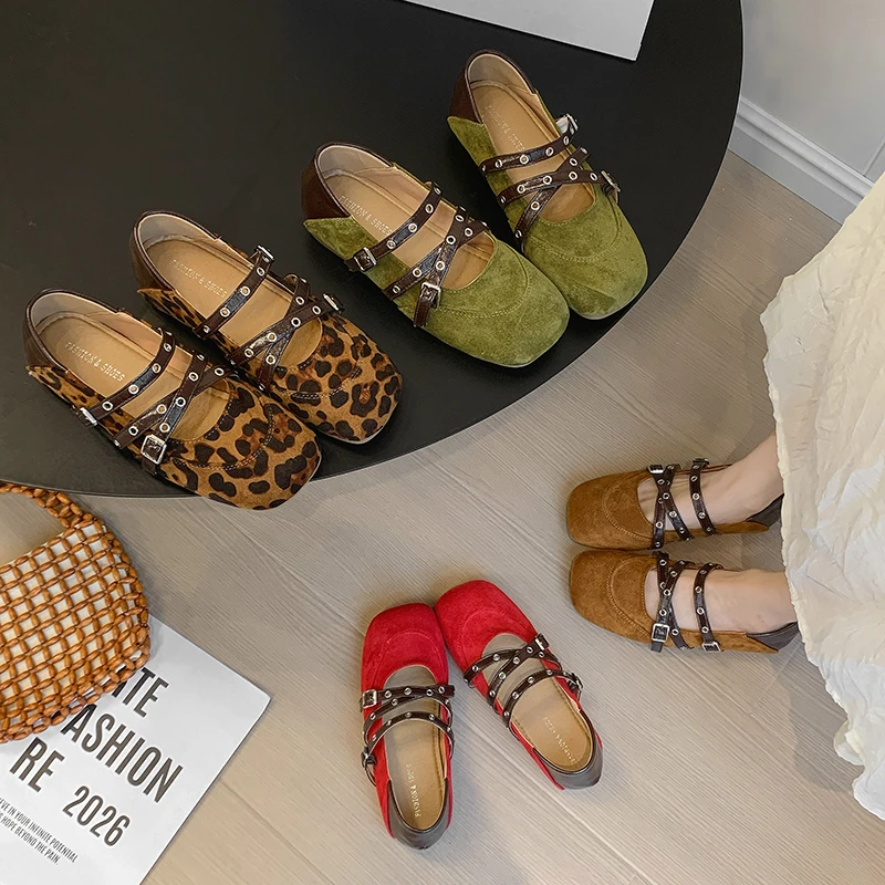 New Women's Shoes, Suede Mary Janes, Niche Design, Single Strap Buckle, Soft Sole, Comfortable, Perfect with Skirts.