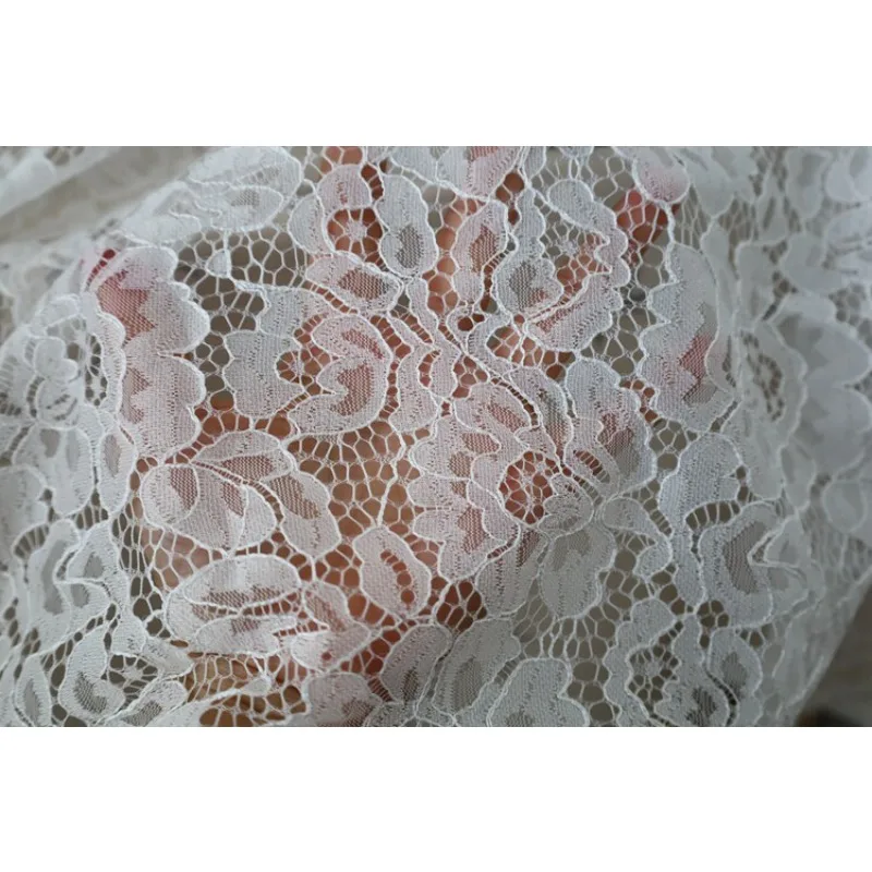 

3m Highend Hollow - Flower Nylon Eyelash Lace Fabric for DIY Wedding Dresses and Skirts 1.5m Wide Ideal Clothing Accessory Set