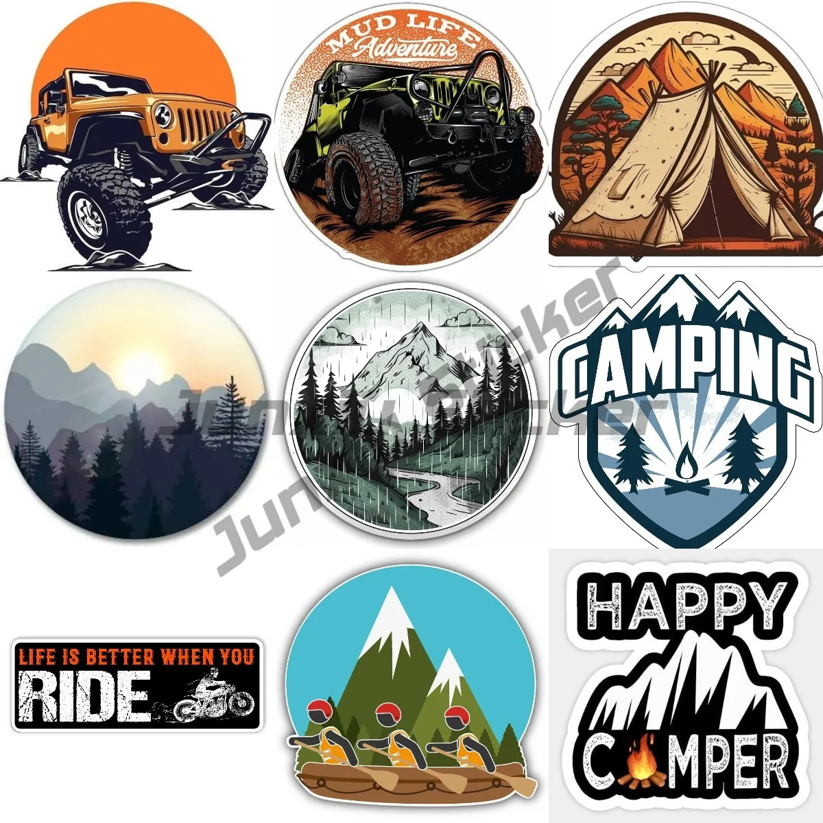 Seeking Adventure Camping Adventure Car Stickers, Wilderness Outdoor Fun Adventure Natural Travel Vinyl Waterproof Stickers