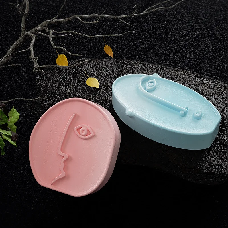 Nordic Design Silicone Candle Mold Handmade Abstract Human Face Plaster Epoxy Resin Aromath Soap Molds Home Decor Craft Gifts