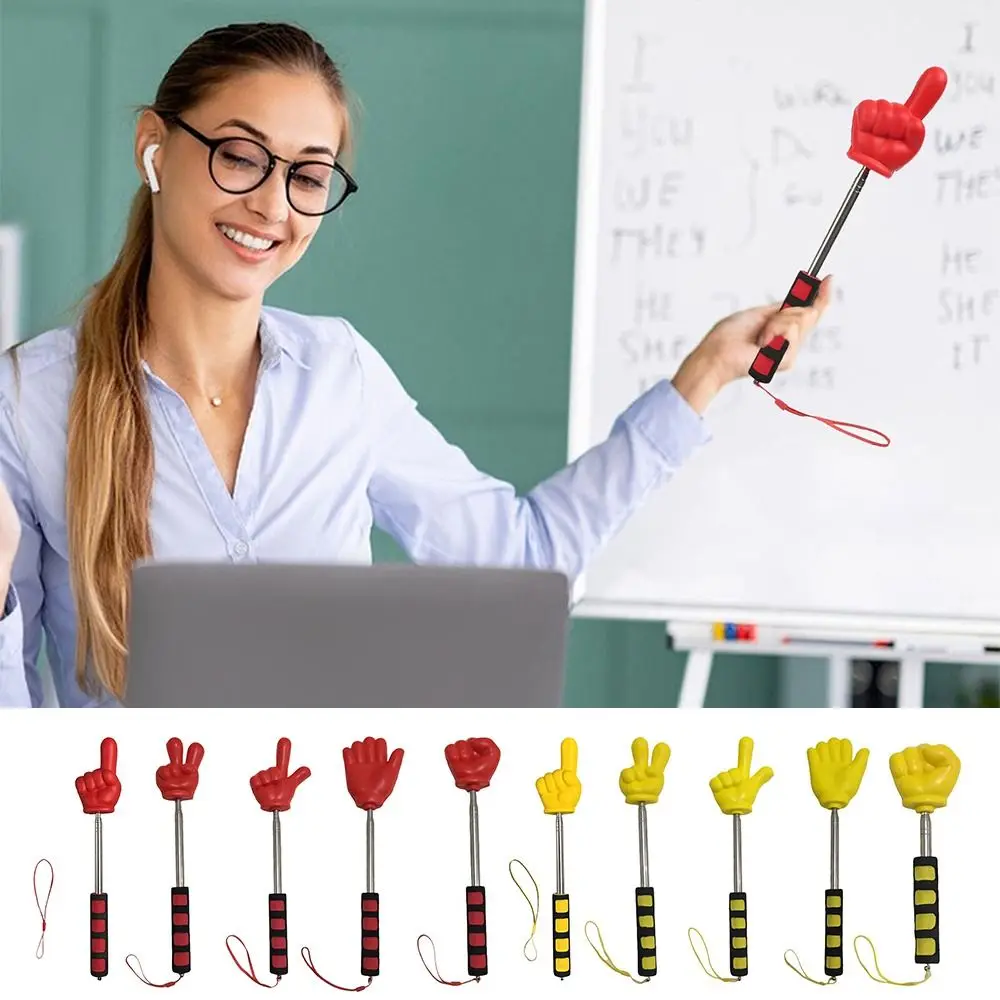 Durable Stainless Steel Finger Reading Sticks Telescopic Rod Finger Design Teaching Stick Educational Learning Toys Students