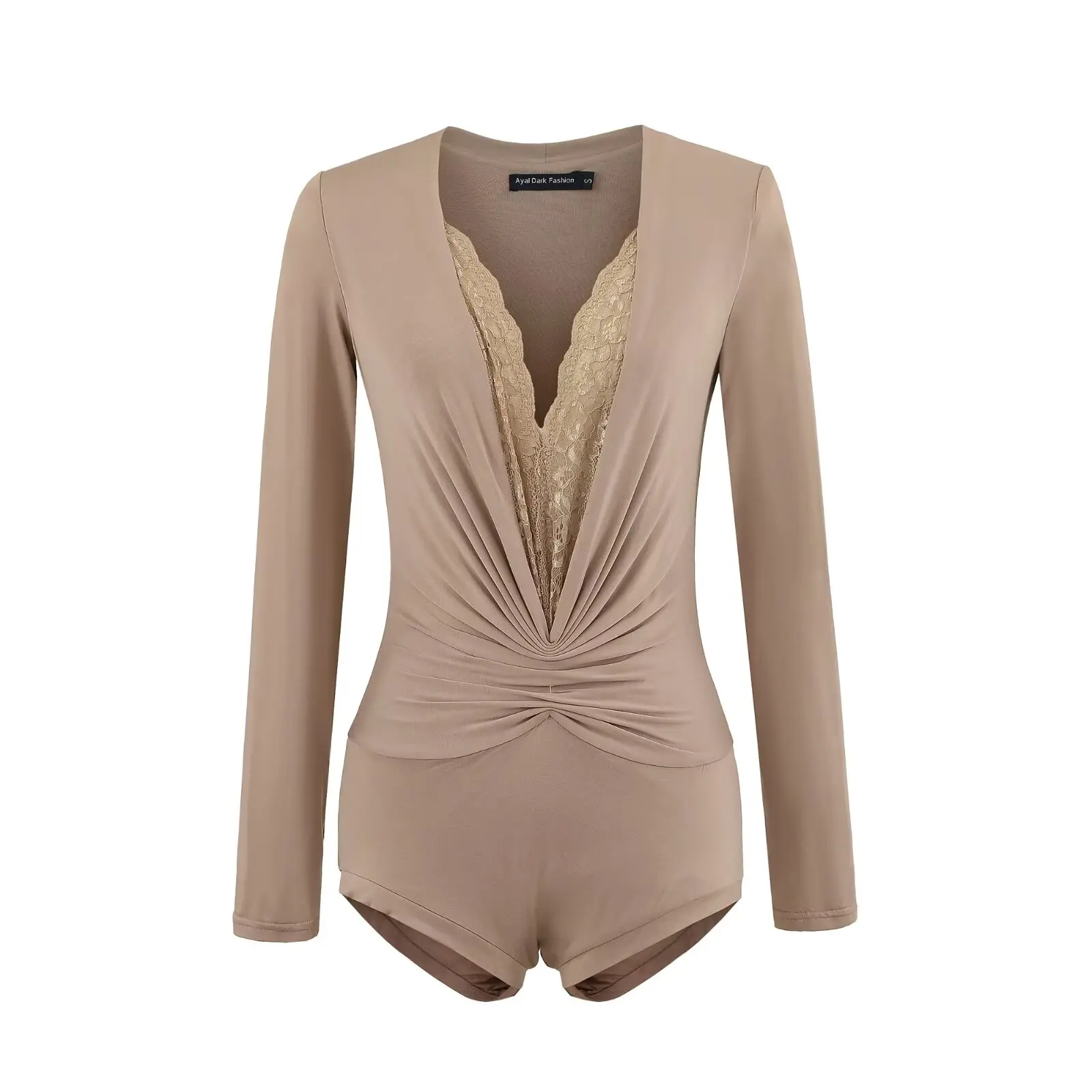 

Street Sle Long Sve кружевные брюки с высокой талией, женская универсальная облегающая футболка с v-образным вырезом для похудения Dr