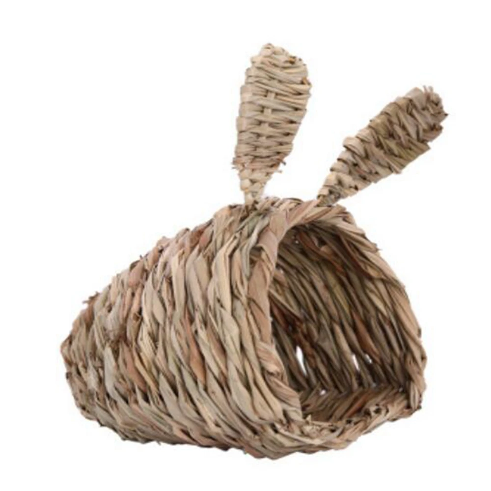 Woven Straw Pet Rabbit Hamster Guinea Pig Cage Nest House Toy Chinchilla Bed LPY