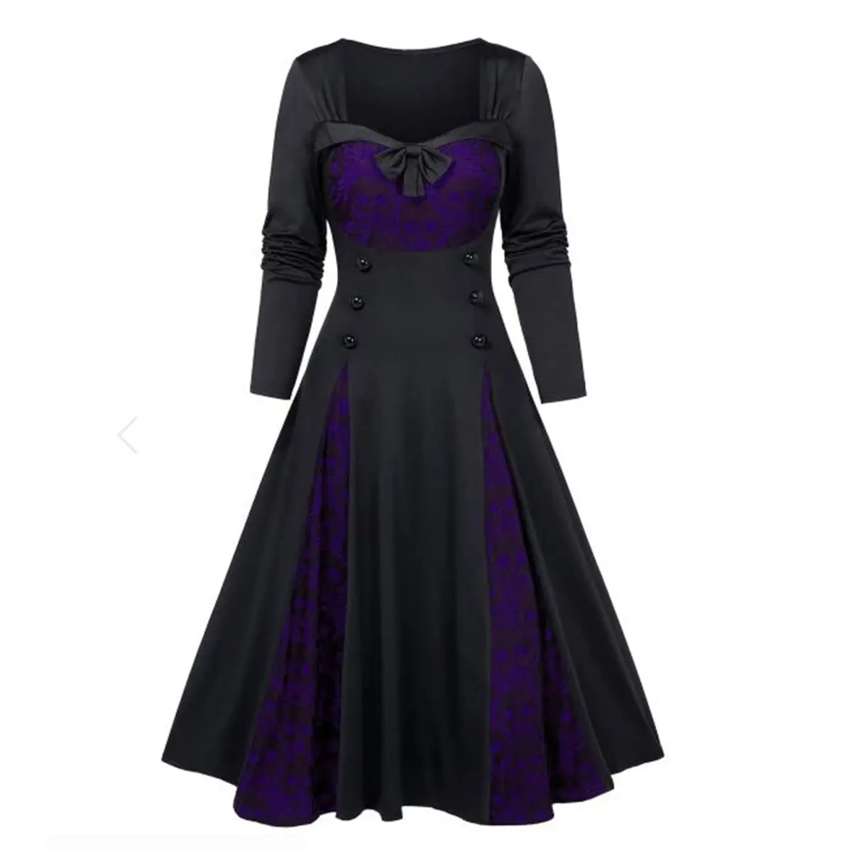 Victorian Gothic Queen Evening Dress Women Halloween Cosplay Court Costume Retro Lace Patchwork Dress Medieval Renaissance Dress