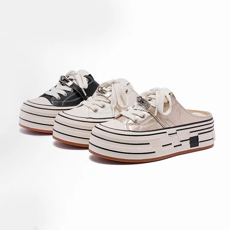 

Thick-soled outer toe flip-flops women's spring and summer new round toe lace-up comfortable and versatile fashion slippers