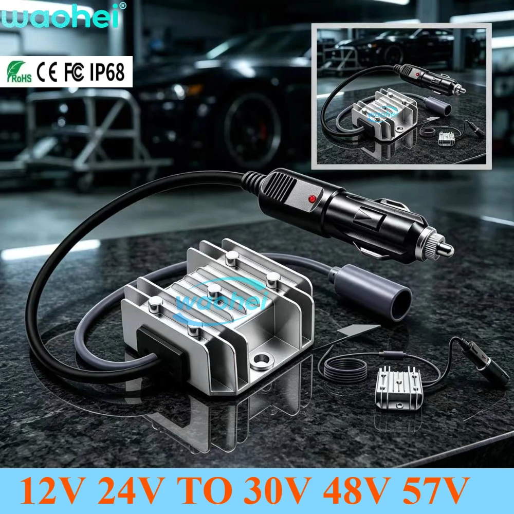 12V/24V To 30V 48V 57V 2A 3.5A 4.5A DC Power Supply Cable Step-up with Cigarette Lighter Plug 9-28V To 30V Suitable for Trucks