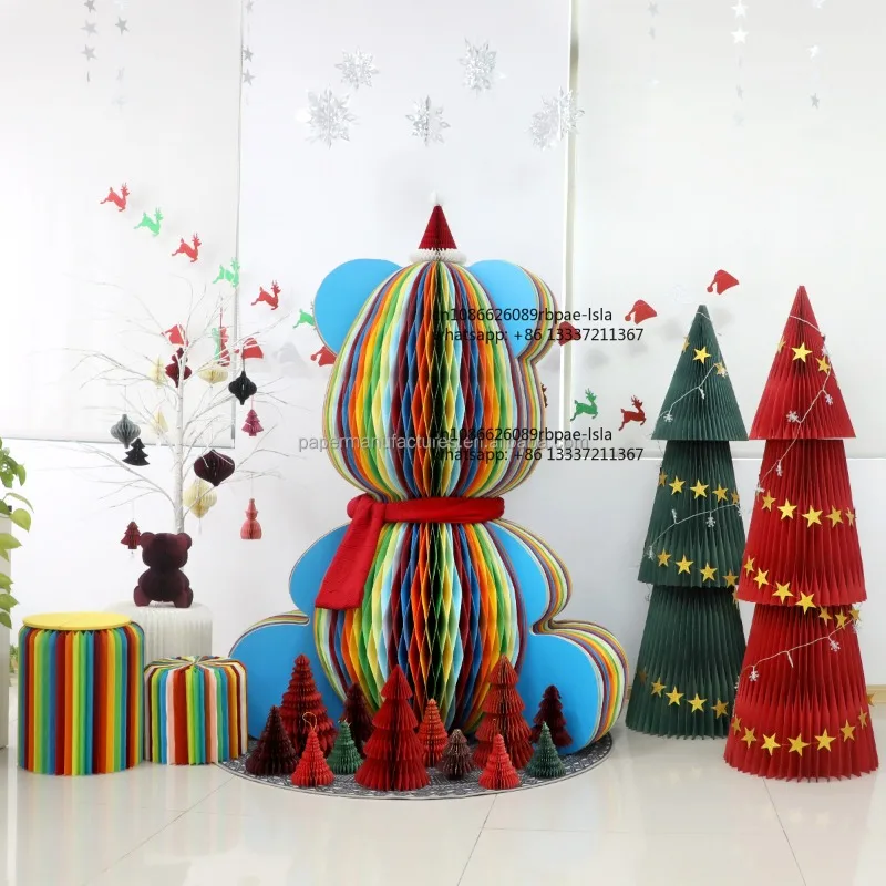 Patents New Design Large Size Valentine Bear Honeycomb Paper Ornaments Decoration for Wedding Birthday Tabletop Decorations