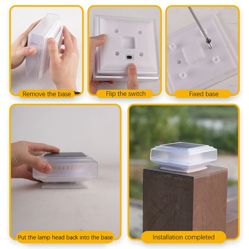 30LED الشمسية آخر ضوء ، أضواء غطاء عمود في الهواء الطلق ، سياج سطح السفينة مصباح العمود ، إضاءة المناظر الطبيعية للماء لحديقة ساحة فيلا ديكو #6