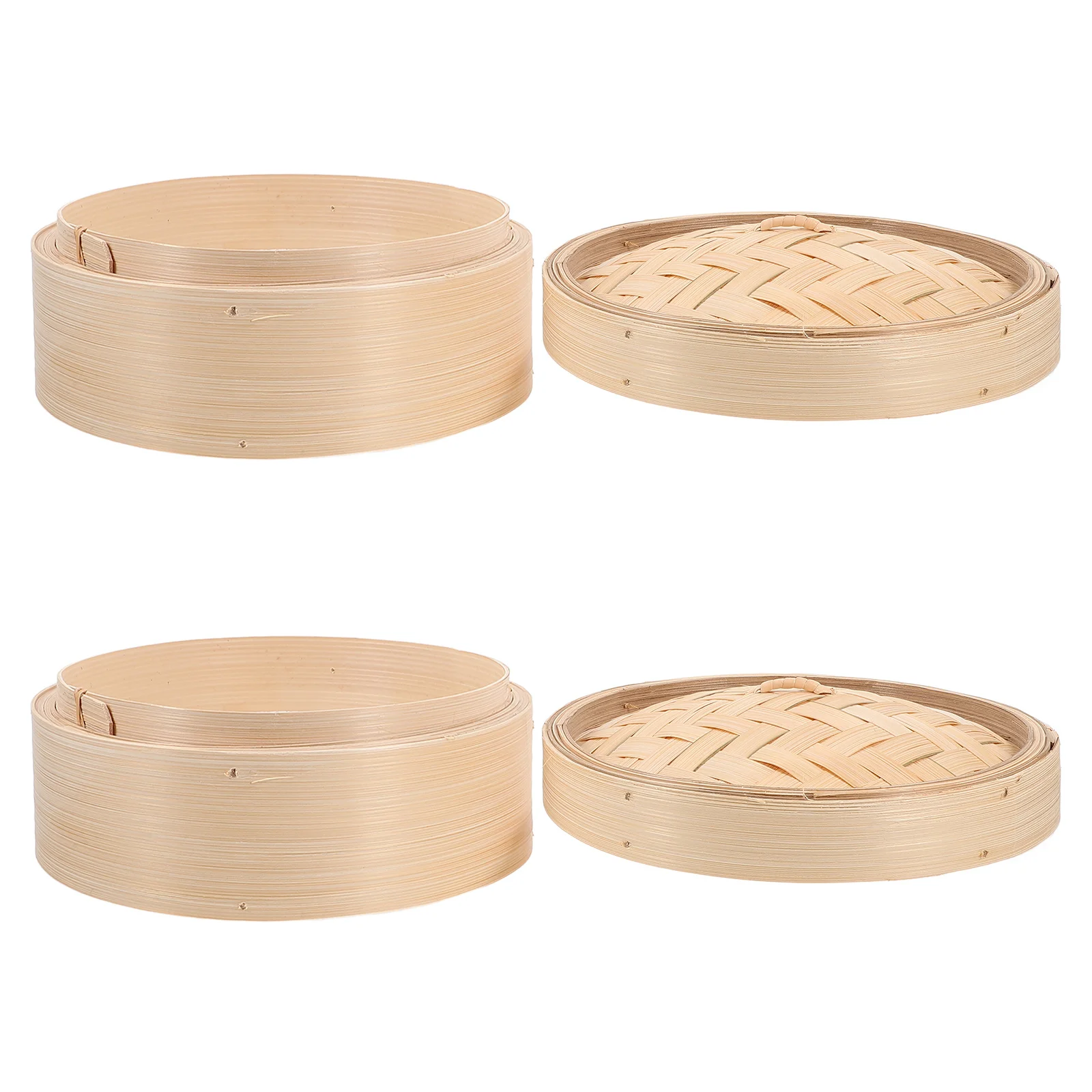 

2Pcs Bamboo Steamer 8 Inch Hand-Made Cooking Tools for Steaming Dim Sum Vegetables Fish Rice Lotus Leaf Tray