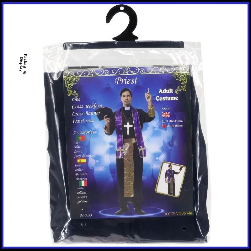 loween Costume Cosplay Ballo di Mascheratura Prestazioni Abito da Sacerdote Vestito da Clero per Adulti M0053 Costume da Spettacolo Teatrale