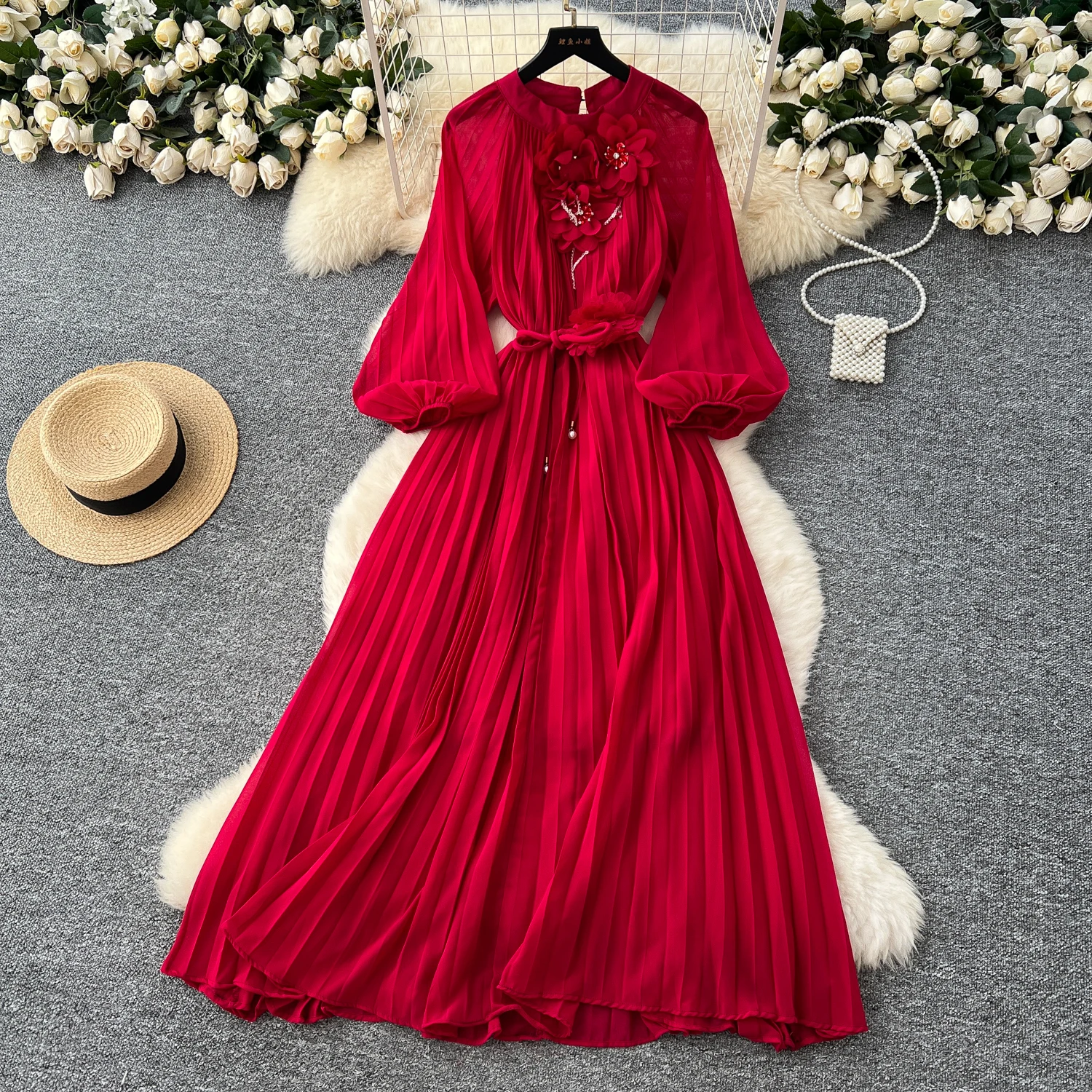 Elegancka seksowna wysoka talia trójwymiarowa kamień wakacyjny Vestidos szczupła damska sukienka na przyjęcie