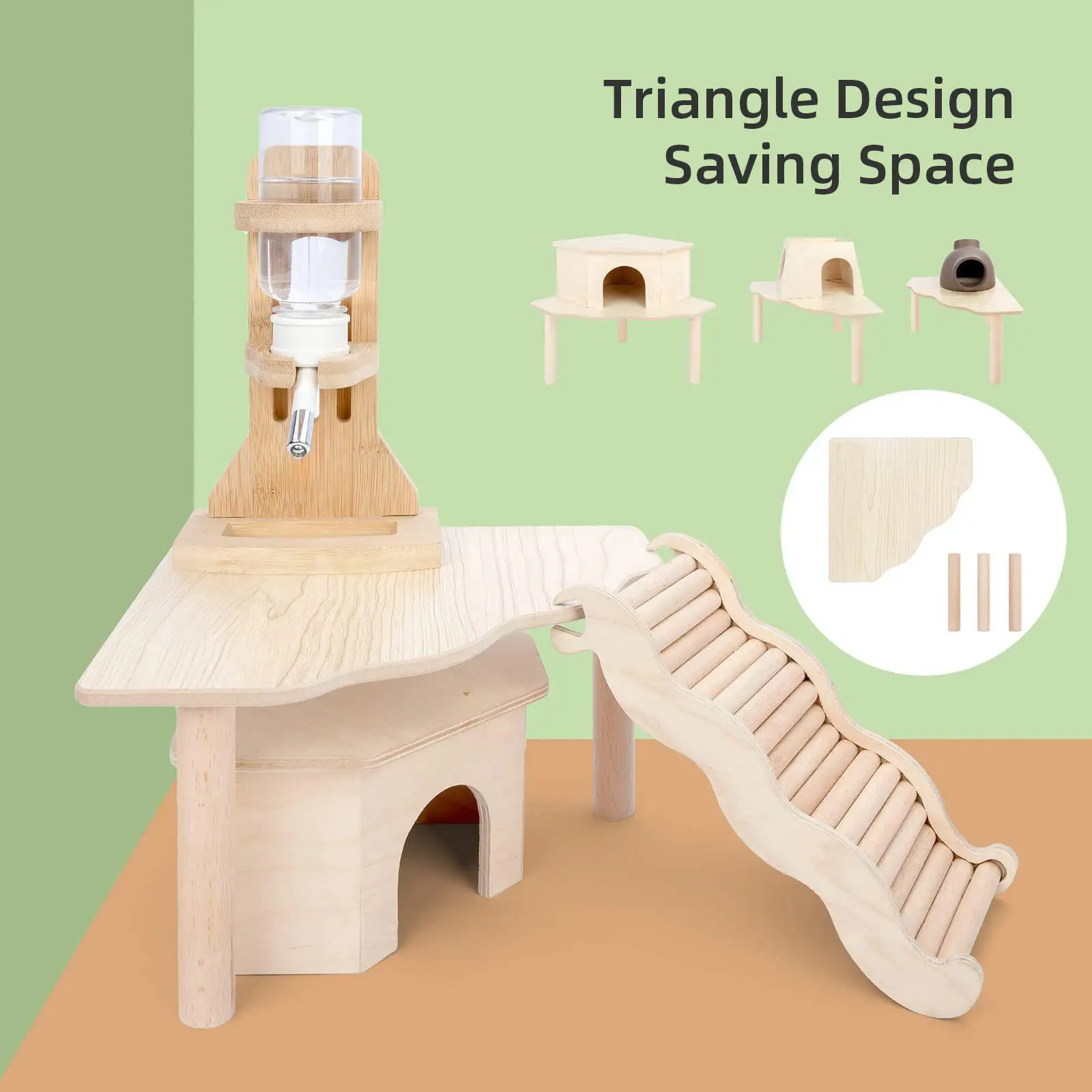 منصة الهامستر الخشبية ملعب الهامستر للحيوانات الصغيرة الفئران شينشيلا