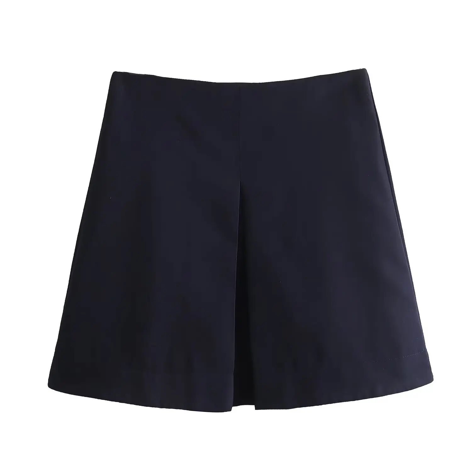 Dave&Di Mini Skirts Women Fashion Ladies High Waist Navy Color A-line Skirt Women Nordic minimalism