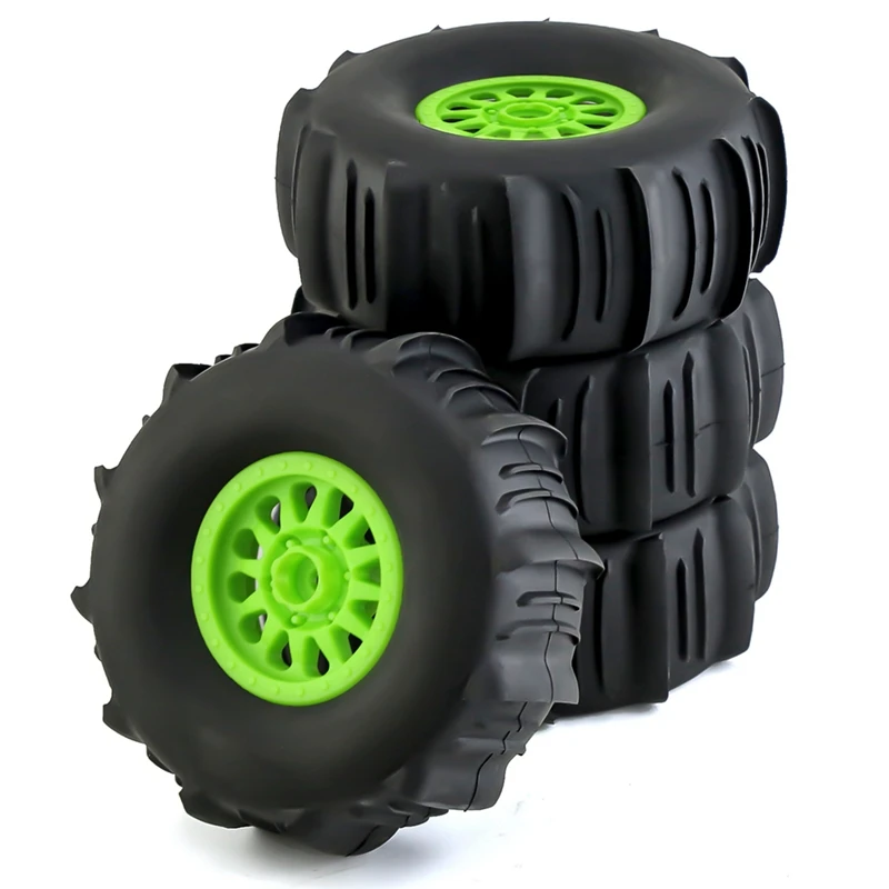 

4 Pcs RC Car Tire Short Stuck Tire 138Mm 1/7 17Mm Wheel Hex For TRAXXAS UDR ARRMA Mojave FS Yikong DF7 RC Car Green