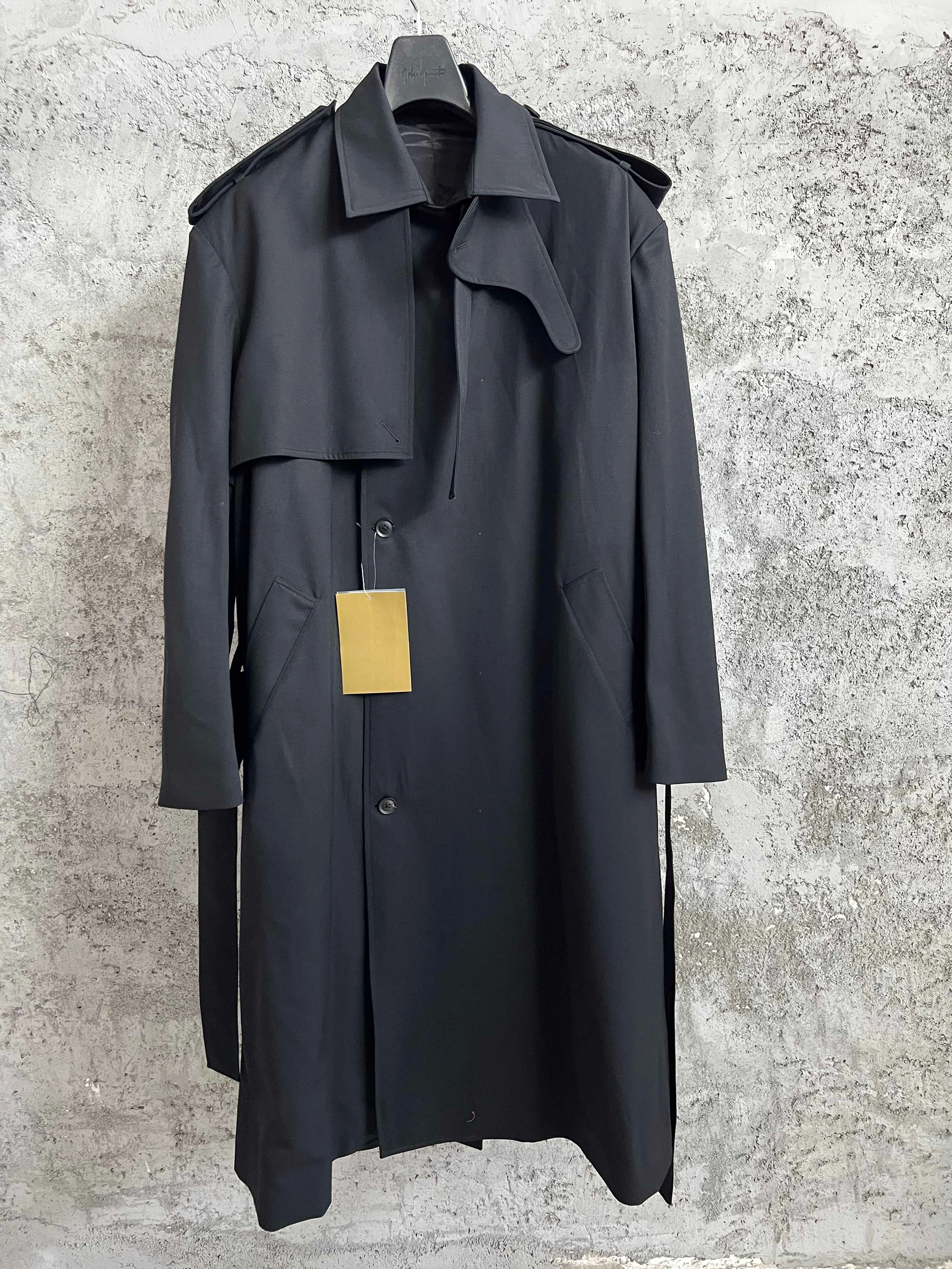 

Top-yamamoto Dark rain and windbreaker Long double-breasted dark three-dimensional cut casual TOP