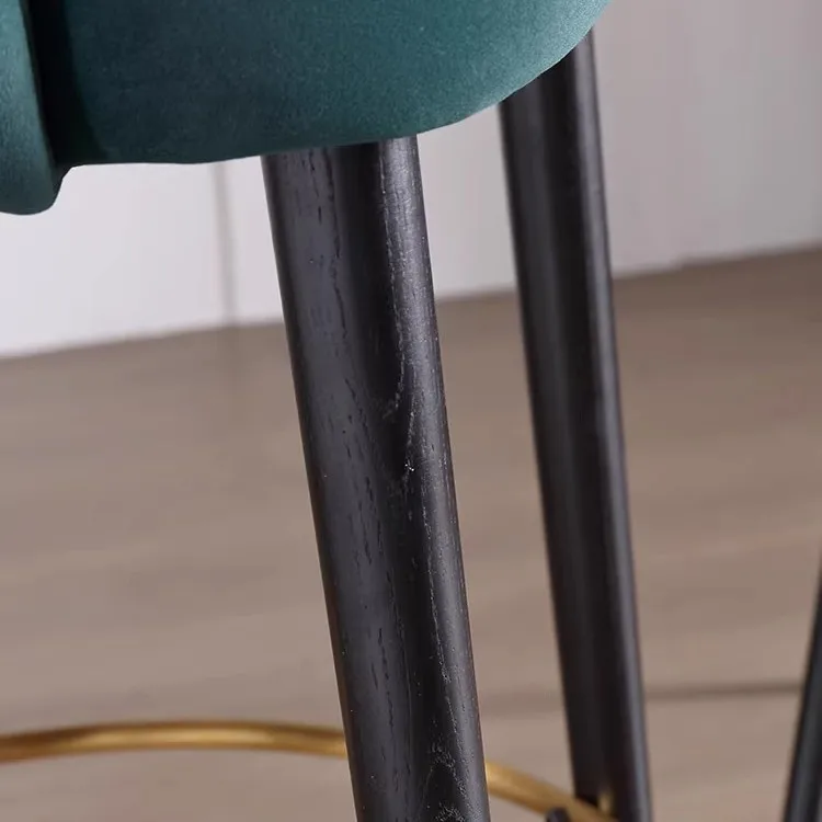 Solid Wood Bar Chair Light Luxury Modern Simple Home High Chair Leather  Combination High Stool  Front Desk