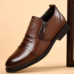 Men's Shoes Large Size 48 Low Cut Zippered Casual Leather Shoes Men Loafers Shoe Oxford Shoes for Men Sapato Social Masculino