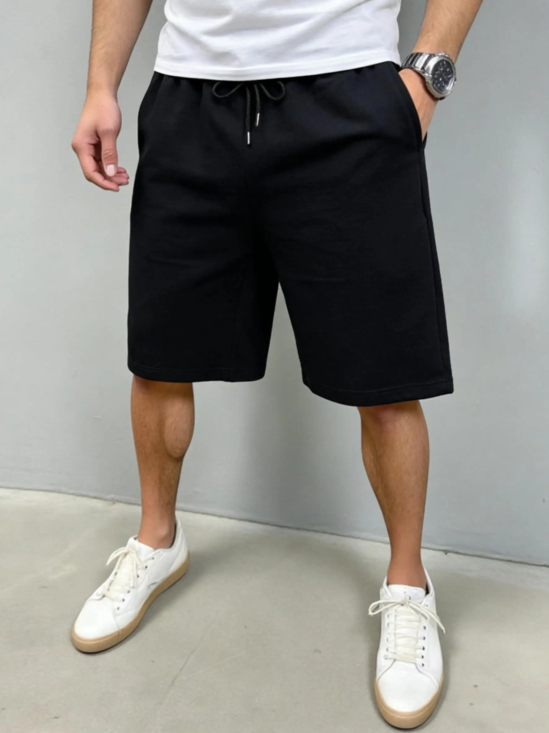 

Drawstring Sweatpants Solid Vintage StreetShorts Mans Summer Hip Hop Shorts Soft Pocket Sportwear Unisex Fashion Clothing