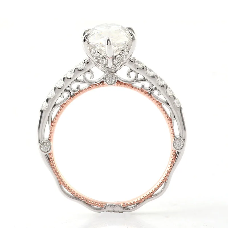 Provence 10K/14K/18K Moissanite Anniversary Rings for Women D Color VVS Marquise Cut 3 CT Custom Jewelry with GRA Certificate