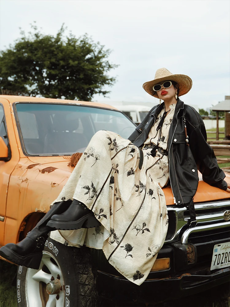 TIYIHAILEY Spring Autumn Women Dresses Full Lantern Sleevev Printed Loose Ladies Clothing Fashion Long Maxi 2025 2pcs New