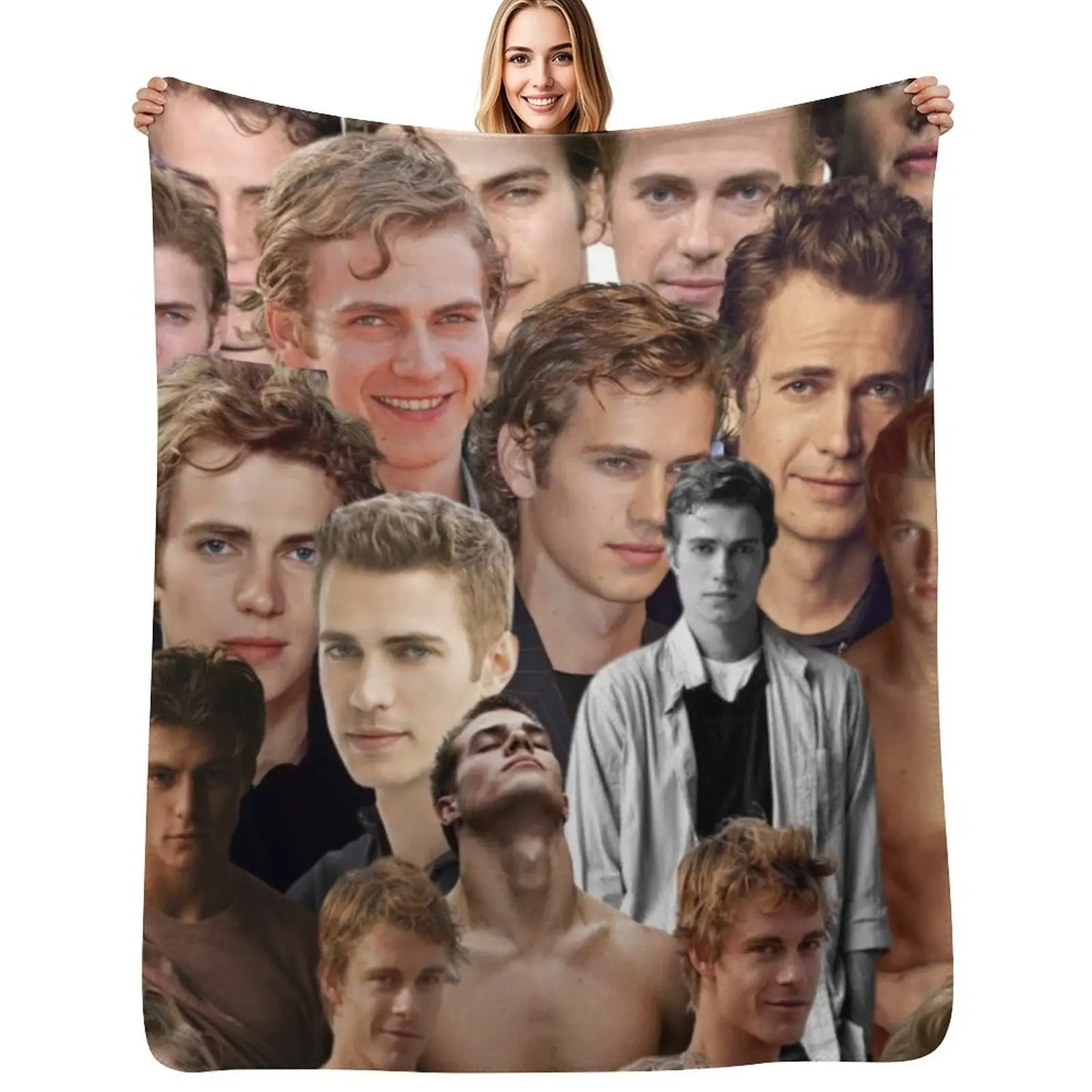 

Hayden Christensen Collage Throw Blanket Winter beds manga Summer Hair Blankets