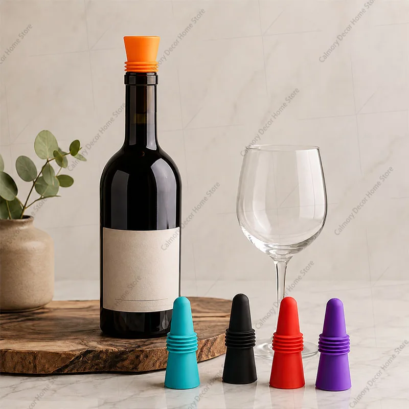 Reusable Silicone Wine and Beverage Bottle Cap Set Leak Proof Champagne Bottles Sealer Stoppers Wine Cork Saver Stopper