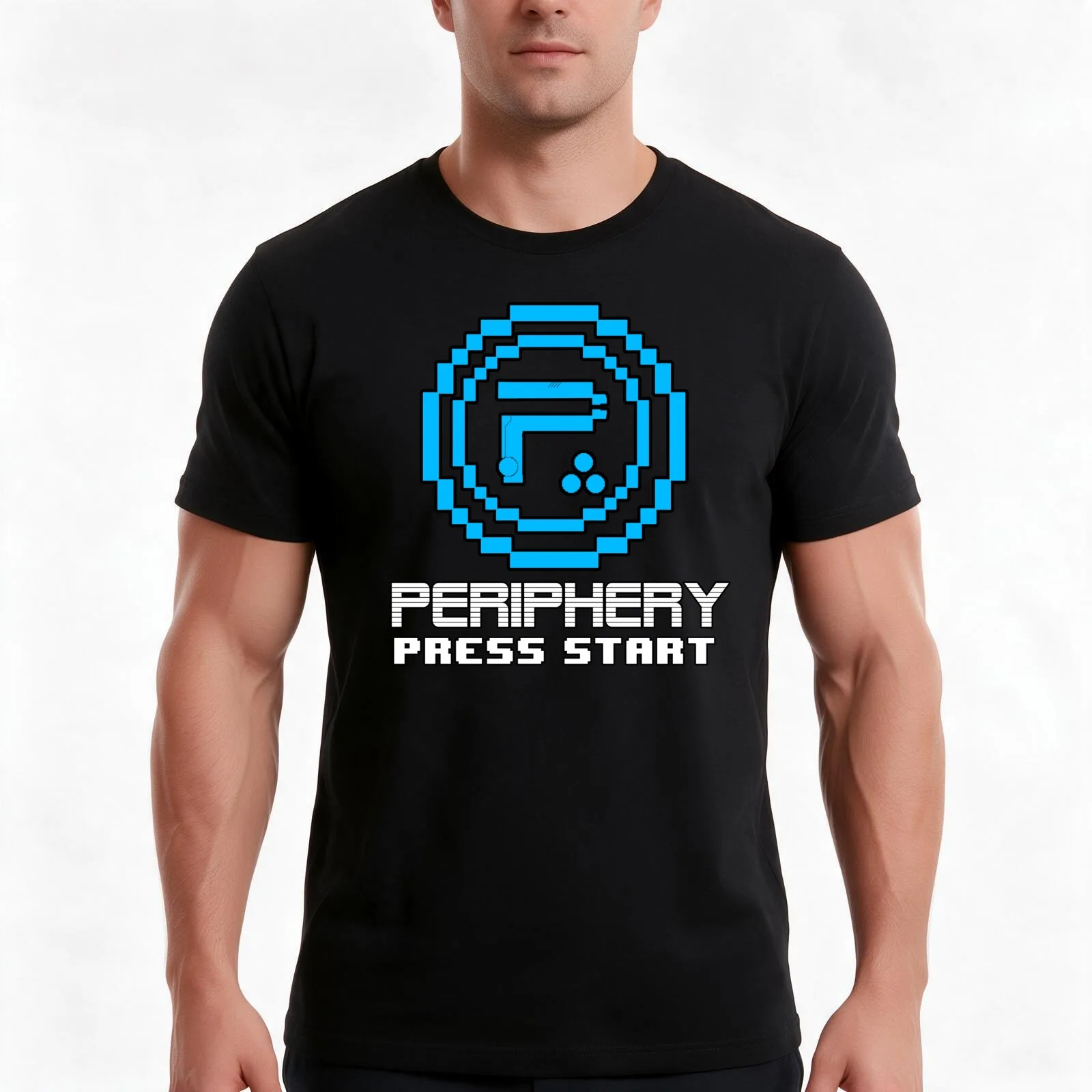 Periphery 8-bit Blue/Select Difficulty T-Shirt, Summer Casual Cotton Tee, Oversized Streetwear Tops, Vintage Graphic Print