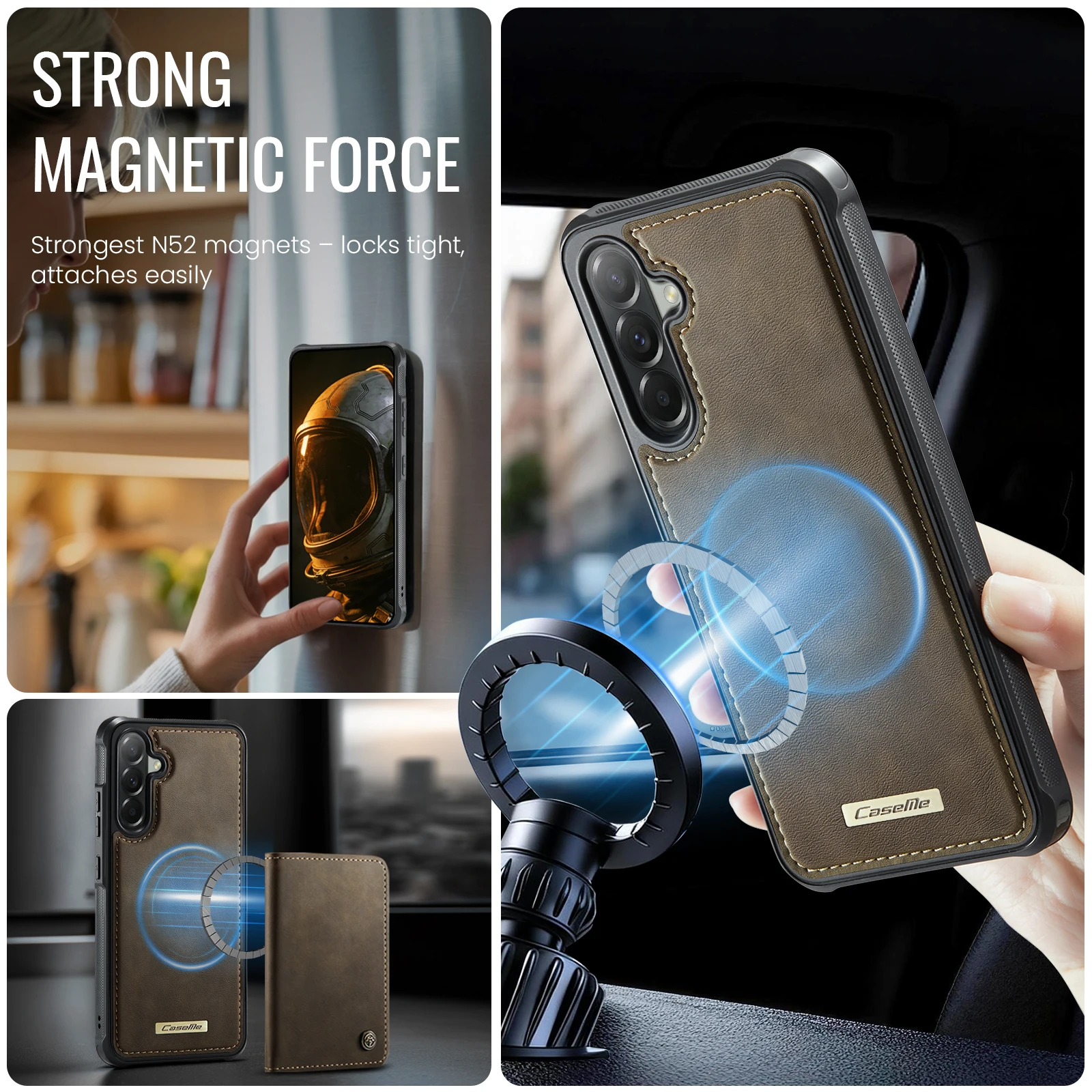 CaseMe-C69 Magnetic Luxury PU Leather Phone Case for Samsung Galaxy A13 A14 A15 A16 A17 A52 A53 A54 A55 A56 A57 Shockproof Cover