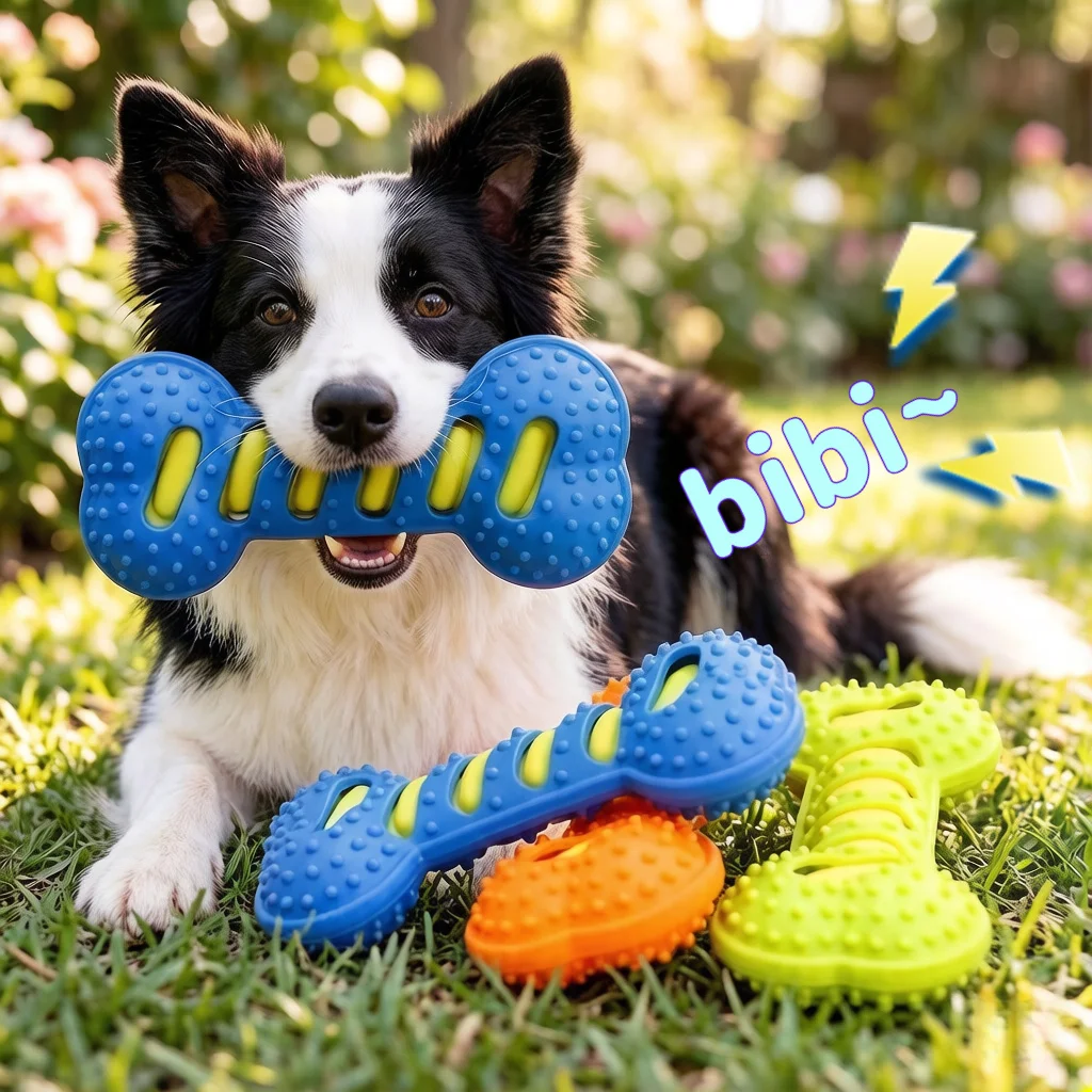 Extra-large Dog Chew Toy, Made of TPR Material, Random Color, Squeaky Dog Toy, Helps with Teeth Grinding and Cleaning
