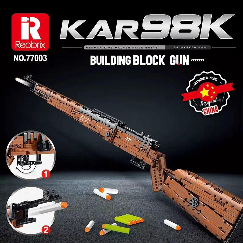 

98K Rifle Building Blocks - Military Rifle LEGO-Compatible Set with Realistic Details - Educational STEM Toy for Kids and Adults