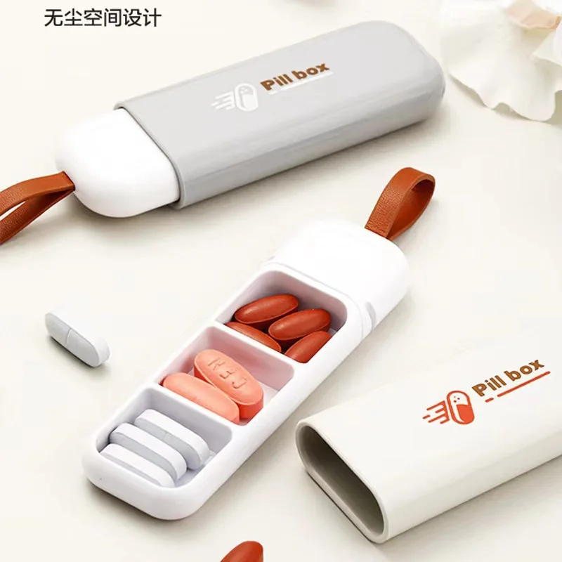 Portable Colorful 3 Spaces Medicine Case Health Care Container Case Pill Box Splitters Travel Pill Box Tiny Box Easy to Carry