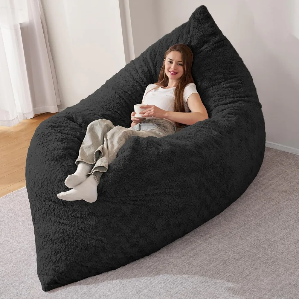 كرسي بين باج من إسفنج الذاكرة - أريكة عملاقة 4 في 1 للكبار مع غطاء من الفرو الصناعي قابل للغسل وتصميم قابل للغسل في الغسالة #3