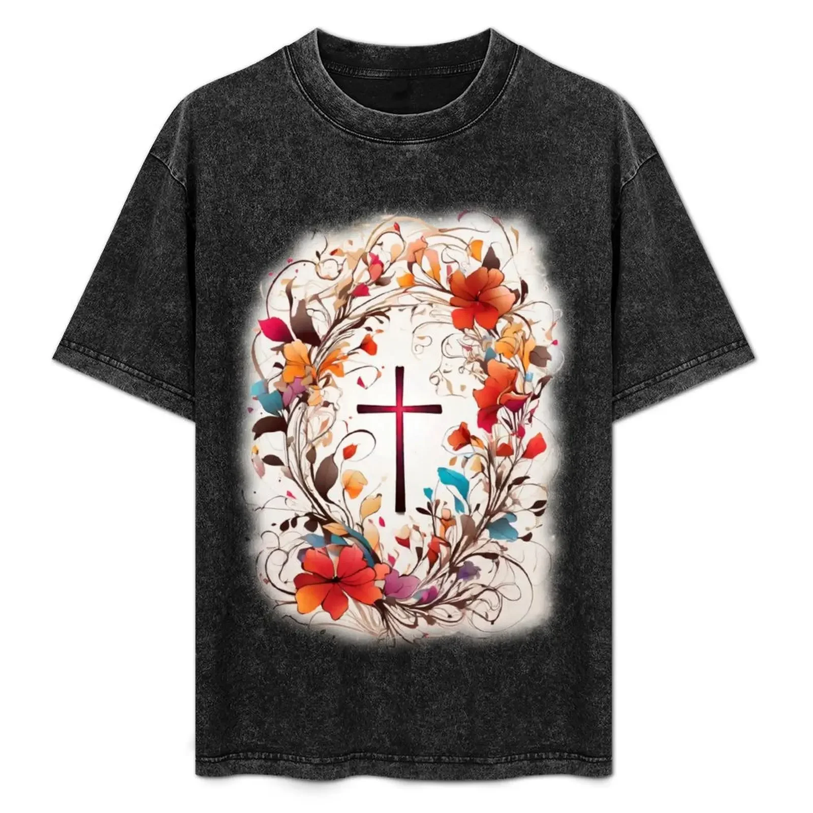 Christian Wall Art, Decor- Cross T-Shirt aesthetic clothes cute  sports fans plain black t-shirts for men