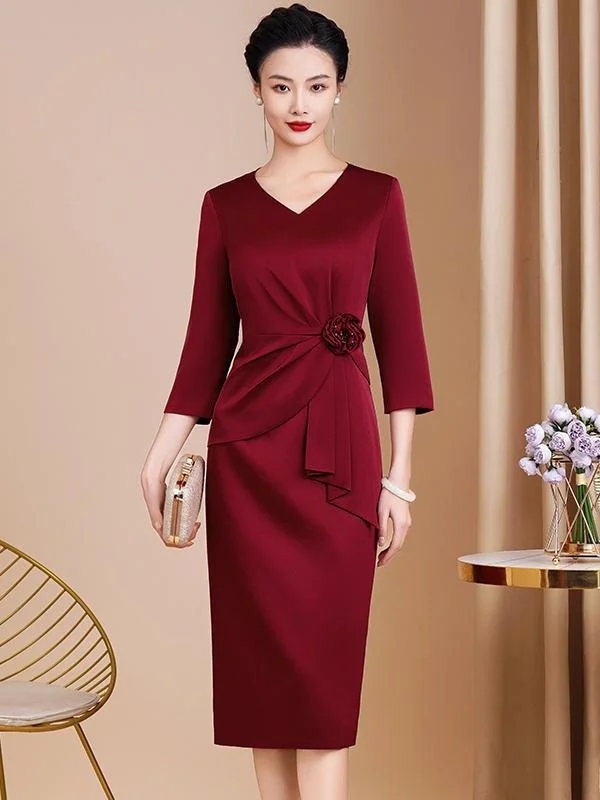 

Элегантное свадебное платье для матери невесты: высококачественное ципао средней длины, винтажное, с низким разрезом, из полиэфирного волокна