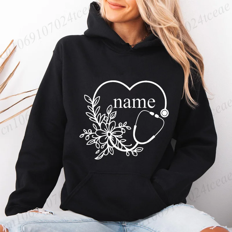 Bluzy z grafiką stetoskopu kwiatowego DIY, odzież damska i męska, personalizowane bluzy z nadrukiem, odzież uliczna, bluzy z kapturem, pulowery, sudaderas