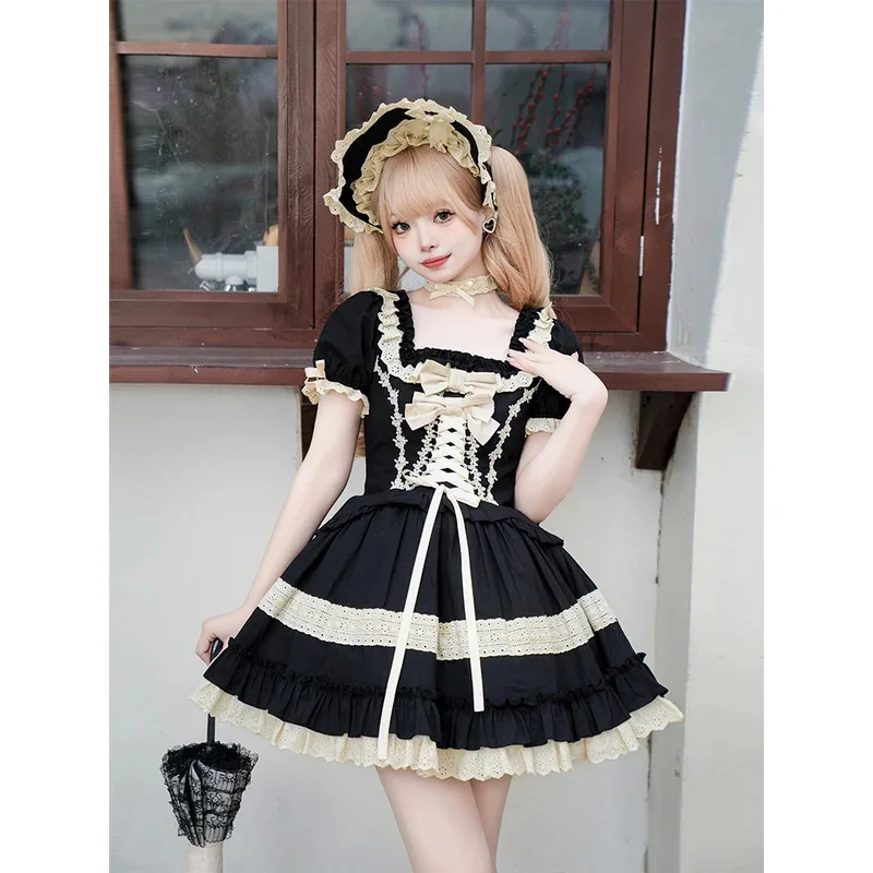 Japanse Zoete Lolita Op Jurk Vrouwen Elegante Gothic Prinses Feestjurken Met Korte Mouwen Victorian Girly Harajuku Kawaii Party