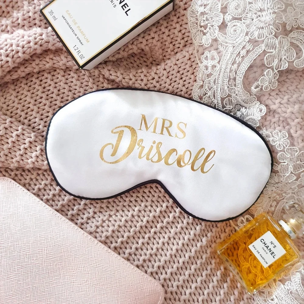 Personalized Satin Eye Mask Sleeping Silk Blindfold Bachelor Party Gifts Custom Eye Patch Champagne Bridal Shower Favors Wedding