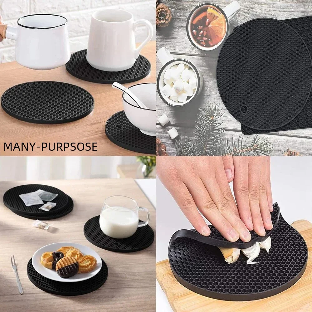 4PCS Silicone Mats Hot Pot Holders Drying Mat Potholders Kitchen Tools Heat Resistant Non-slip Durable Silicone Trivets Mat