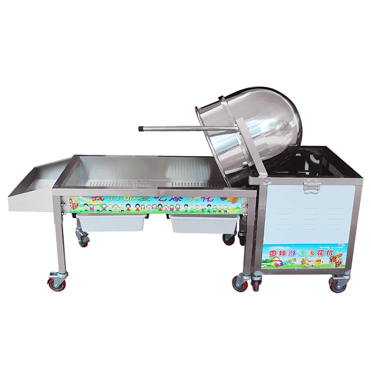 Large Capacity Stainless Steel Electric Hand Gas Caramelized Popcorn Making Machine